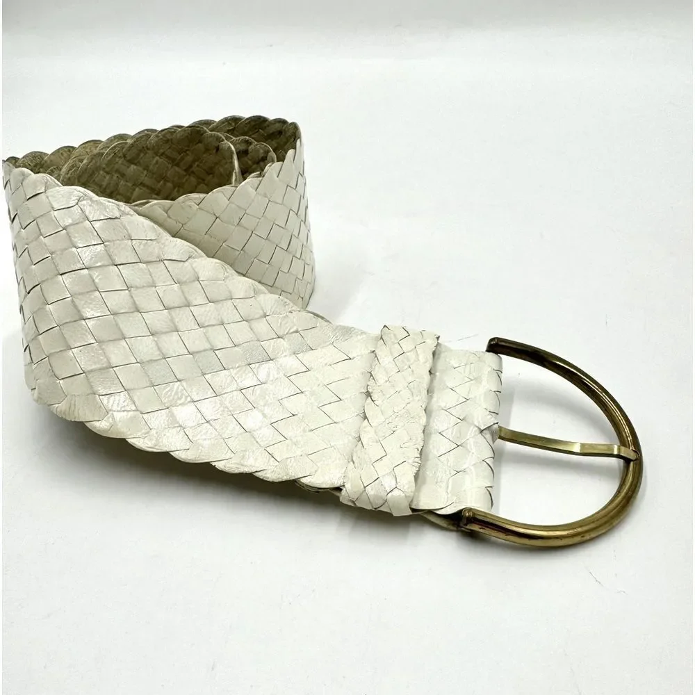 Auth Vtg Christian Dior White Woven Leather Women’s Belt Size US XS Preloved - Picture 8 of 8
